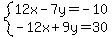 \"system%2812x-7y=-10%2C-12x%2B9y=30%29\"