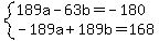 system%28189a-63b=-180%2C-189a%2B189b=168%29