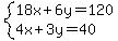 system%2818x%2B6y=120%2C4x%2B3y=40%29