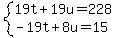 system%2819t%2B19u=228%2C-19t%2B8u=15%29