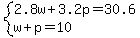 system%282.8w%2B3.2p=30.6%2Cw%2Bp=10%29