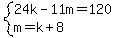 system%2824k-11m=120%2Cm=k%2B8%29