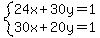 system%2824x%2B30y=1%2C30x%2B20y=1%29
