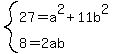 system%2827+=+a%5E2%2B11b%5E2%2C8+=+2ab%29
