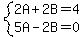 system%282A%2B2B=4%2C5A-2B=0%29