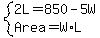 system%282L=850-5W%2CArea=W%2AL%29