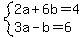 system%282a%2B6b=4%2C3a-b=6%29