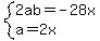 system%282ab=-28x%2Ca=2x%29
