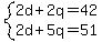 system%282d%2B2q=42%2C2d%2B5q=51%29