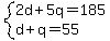 system%282d%2B5q=185%2Cd%2Bq=55%29
