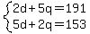 system%282d%2B5q=191%2C5d%2B2q=153%29