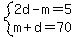 system%282d-m=5%2Cm%2Bd=70%29