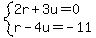 system%282r%2B3u=0%2Cr-4u=-11%29
