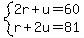 system%282r%2Bu=60%2Cr%2B2u=81%29