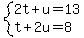 system%282t%2Bu=13%2Ct%2B2u=8%29