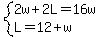 system%282w%2B2L=16w%2CL=12%2Bw%29