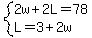 system%282w%2B2L=78%2CL=3%2B2w%29