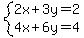 system%282x%2B3y=2%2C4x%2B6y=4%29