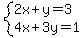 system%282x%2By=3%2C4x%2B3y=1%29
