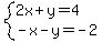 system%282x%2By=4%2C-x-y=-2%29