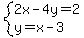 system%282x-4y=2%2Cy=x-3%29