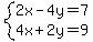 system%282x-4y=7%2C4x%2B2y=9%29
