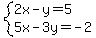system%282x-y=5%2C5x-3y=-2%29