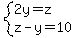 system%282y=z%2Cz-y=10%29