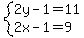 system%282y-1=11%2C2x-1=9%29