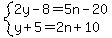system%282y-8=5n-20%2Cy%2B5=2n%2B10%29
