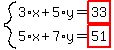 system%283%2Ax%2B5%2Ay=highlight%2833%29%2C5%2Ax%2B7%2Ay=highlight%2851%29%29