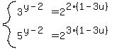 system%283%5E%28y-2%29=2%5E%282%281-3u%29%29%2C5%5E%28y-2%29=2%5E%283%281-3u%29%29%29