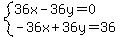system%2836x-36y=0%2C-36x%2B36y=36%29