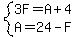 system%283F+=+A%2B4%2C+A=24-F%29