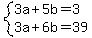 system%283a%2B5b=3%2C3a%2B6b=39%29