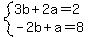 system%283b%2B2a=2%2C-2b%2Ba=8%29
