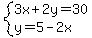 system%283x%2B2y=30%2Cy=5-2x%29