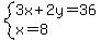 system%283x%2B2y=36%2Cx=8%29