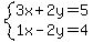 system%283x%2B2y=5%2C++1x-2y=4%29