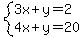 system%283x%2By=2%2C4x%2By=20%29