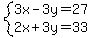 system%283x-3y=27%2C2x%2B3y=33%29