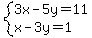 system%283x-5y=11%2Cx-3y=1%29