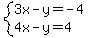 system%283x-y=-4%2C4x-y=4%29