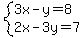 system%283x-y=8%2C2x-3y=7%29