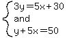 system%283y=5x%2B30%2Cand%2Cy%2B5x=50%29