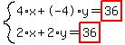 system%284%2Ax%2B-4%2Ay=highlight%2836%29%2C2%2Ax%2B2%2Ay=highlight%2836%29%29