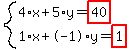 system%284%2Ax%2B5%2Ay=highlight%2840%29%2C1%2Ax%2B-1%2Ay=highlight%281%29%29