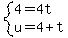 system%284=4t%2Cu=4%2Bt%29