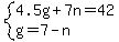 system%284.5g%2B7n=42%2Cg=7-n%29