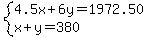 system%284.5x%2B6y=1972.50%2Cx%2By=380%29